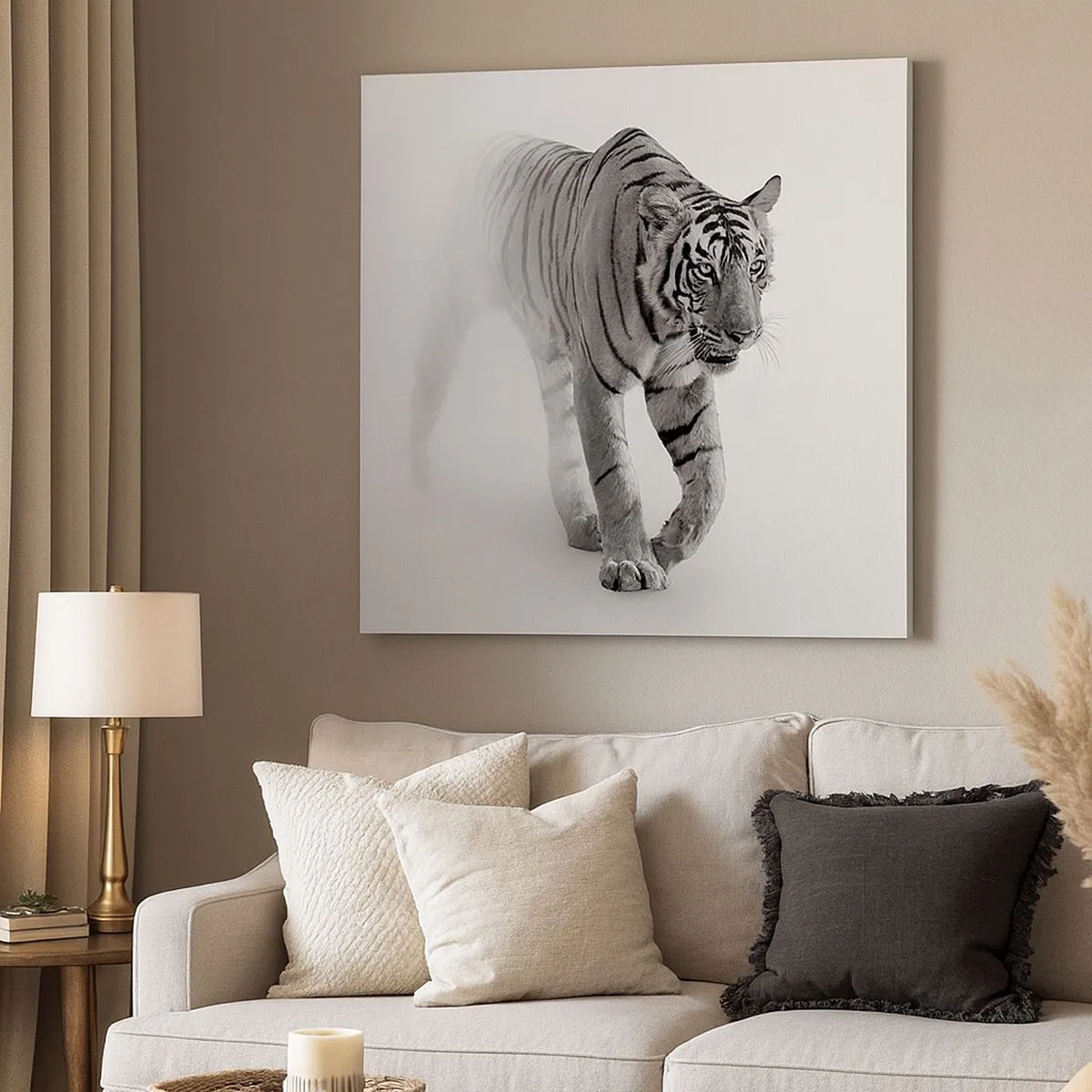 Obraz na płótnie - Przyczajony we mgle - 30x30 cm