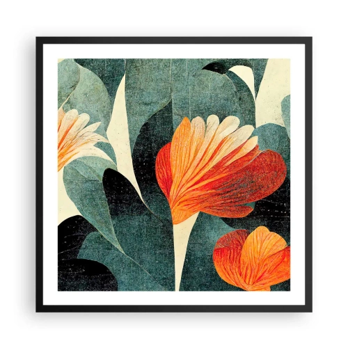 Plakat w czarnej ramie - Żar tropików i chłód zieleni - 60x60 cm