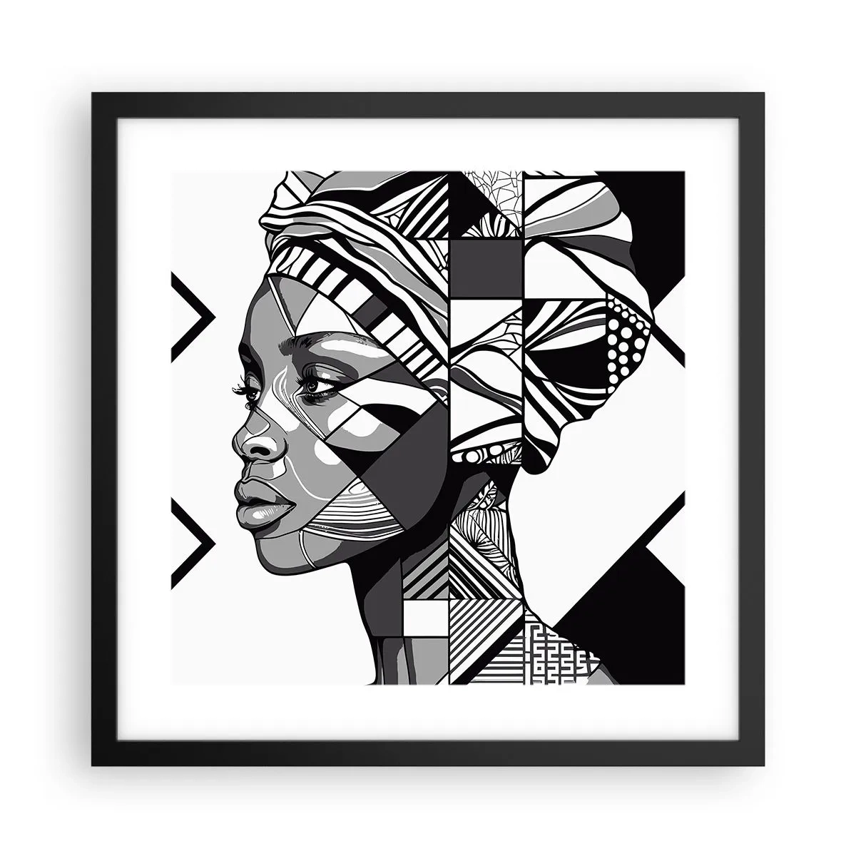 Plakat w czarnej ramie - Portret etniczny - 40x40 cm