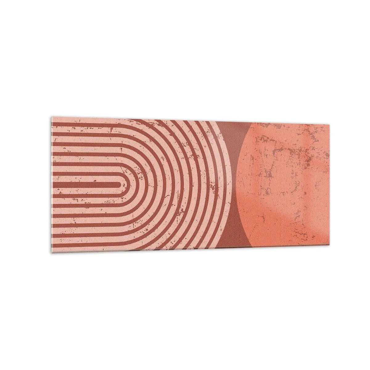 Obraz na szkle - Geometryczne wzory w odcieniach terrakoty na vintage tle - 120x50cm - Bliska relacja - Nowoczesna dekoracja ścienna do salonu i sypialni ARTTOR