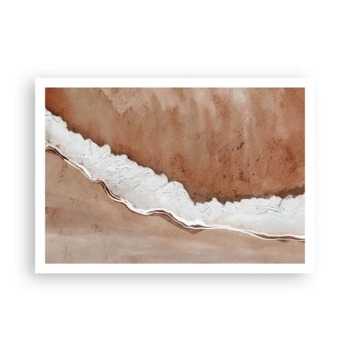 Plakat - Tekstura piasku z białymi akcentami - 100x70cm - W kolorach ziemi - Nowoczesna dekoracja ścienna do salonu i sypialni ARTTOR