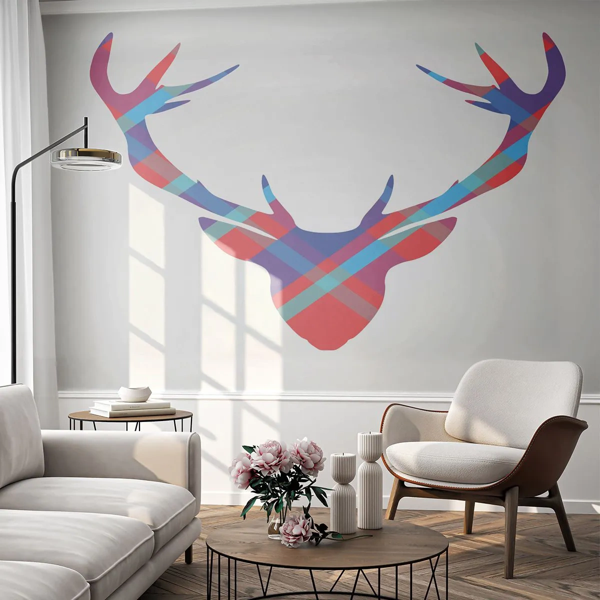 Fototapeta Premium Canvas - Szkocki jeleń - Abstrakcja, Jeleń, Poroże - 300x210 cm