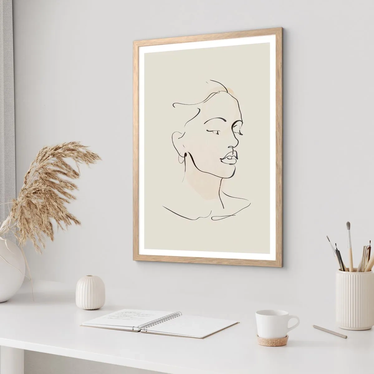 Plakat w ramie jasny dąb - Pewną kreską - 30x40 cm