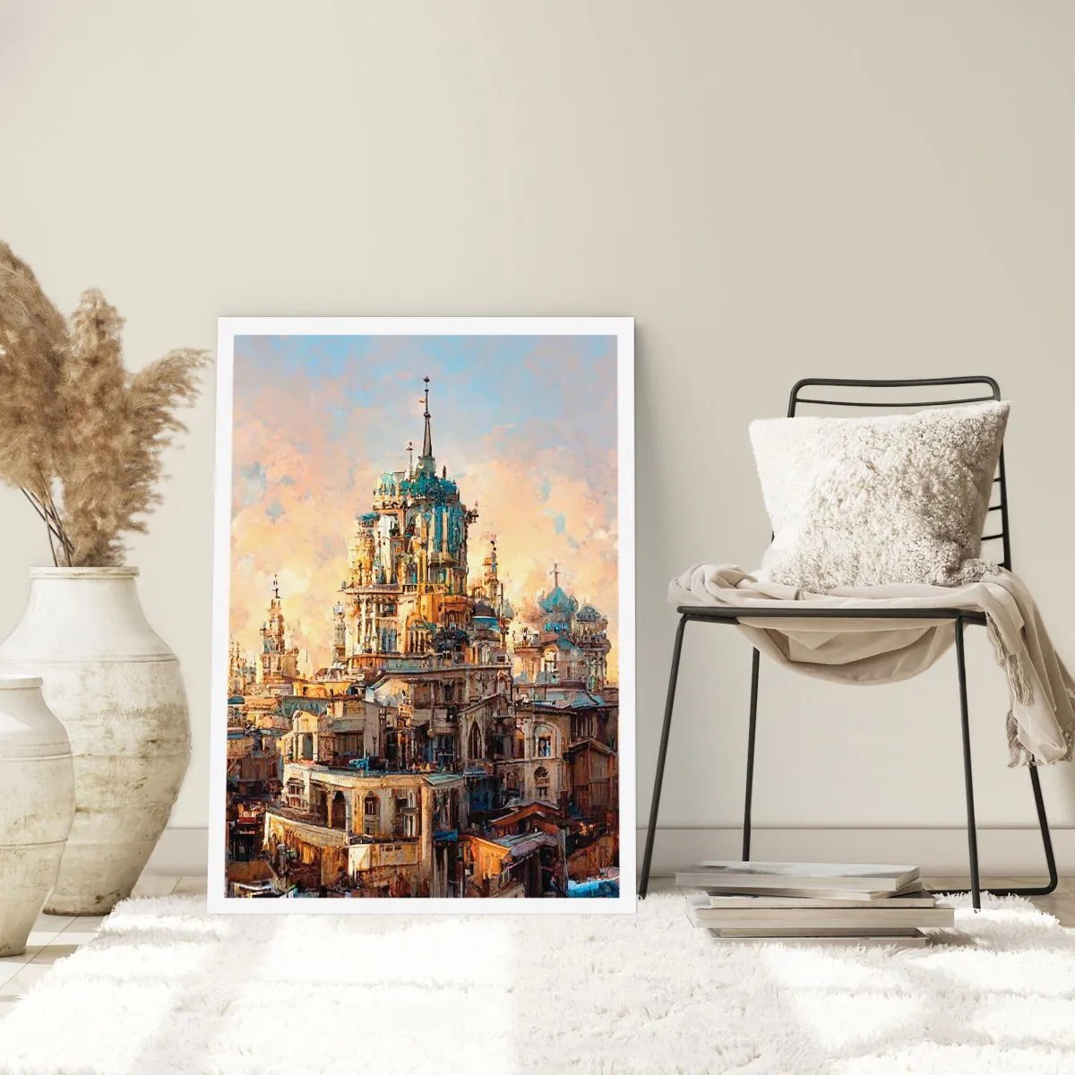 Plakat - Monumentalna architektura w ciepłych barwach - 50x70cm - Miasto miast - Nowoczesna dekoracja ścienna do salonu, kuchni i sypialni ARTTOR
