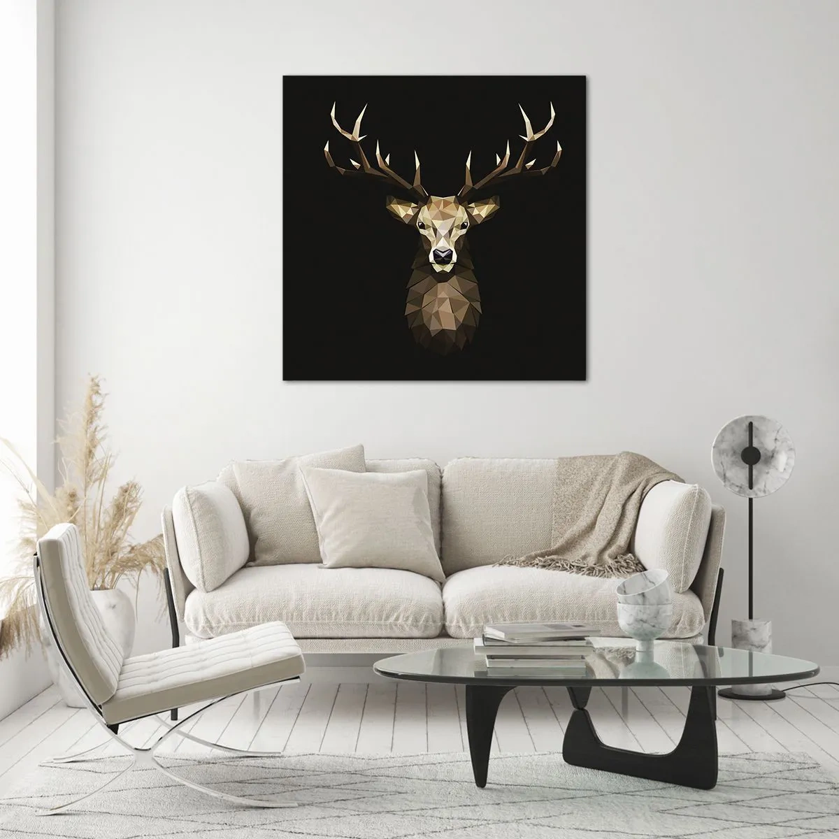 Obraz na szkle - Kubistyczny jeleń - 70x70 cm