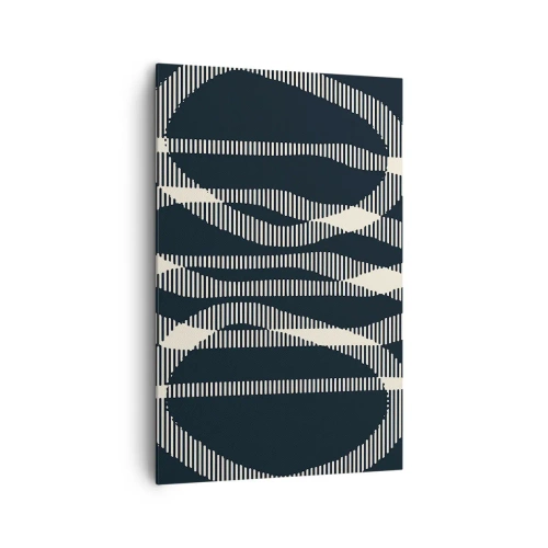 Obraz na płótnie - Geometryczne linie w jasnych odcieniach na ciemnym tle - 80x120cm - Próba przełamania ciemności - Nowoczesna dekoracja ścienna do salonu i sypialni ARTTOR