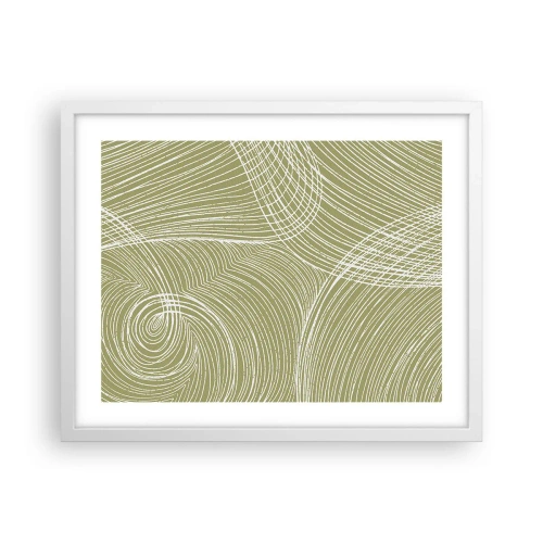 Plakat w białej ramie - Abstrakcja misterna w bieli - 50x40 cm