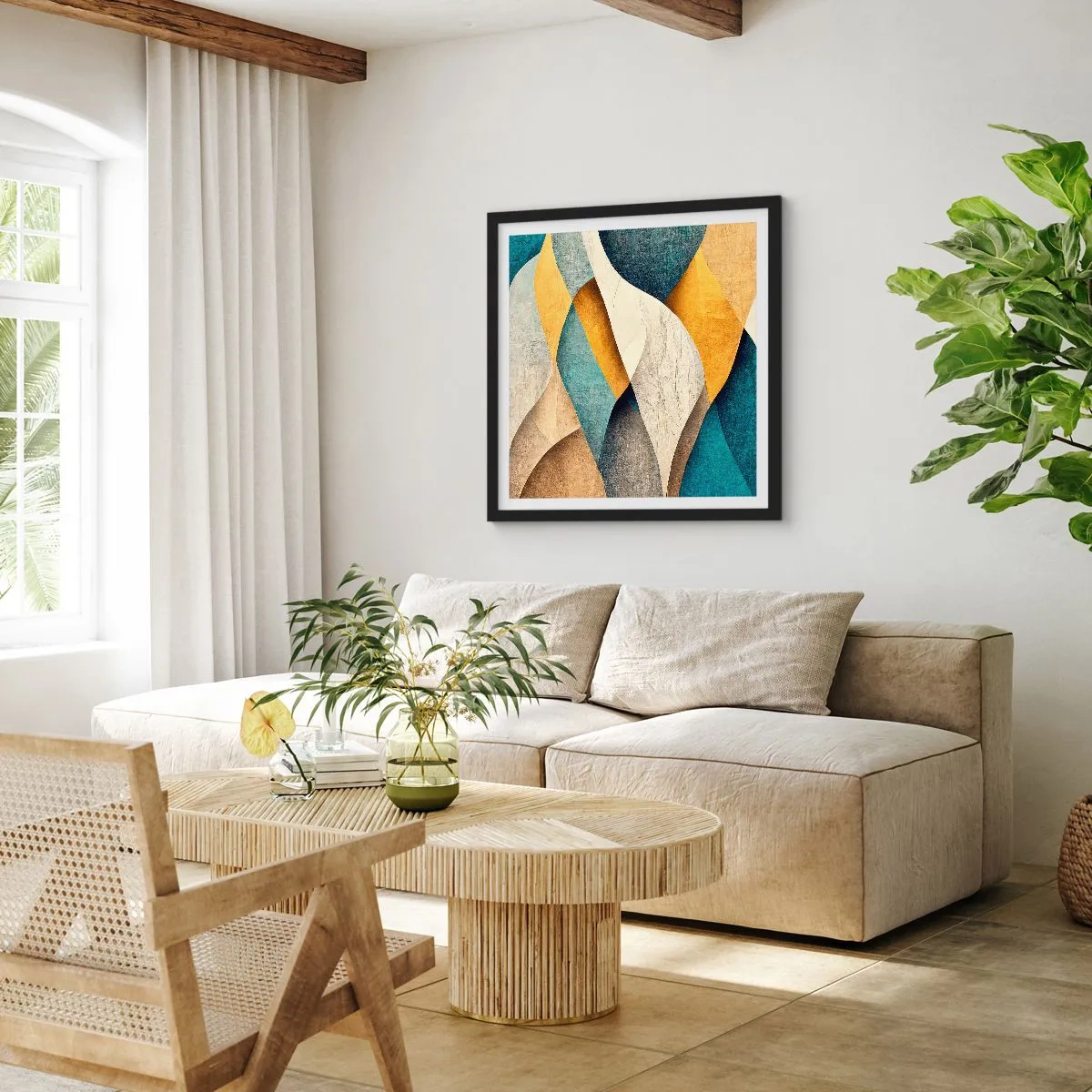 Plakat w czarnej ramie - Rytm i falowanie - 60x60 cm