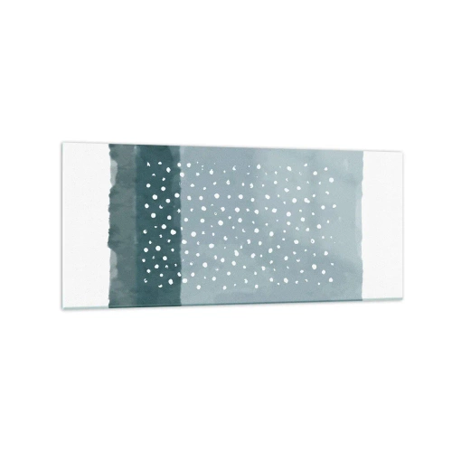 Obraz na szkle - Minimalistyczny obraz w odcieniach błękitu z kropkami - 120x50cm - Wyrosłe na błękicie - Nowoczesna dekoracja ścienna do salonu i sypialni ARTTOR