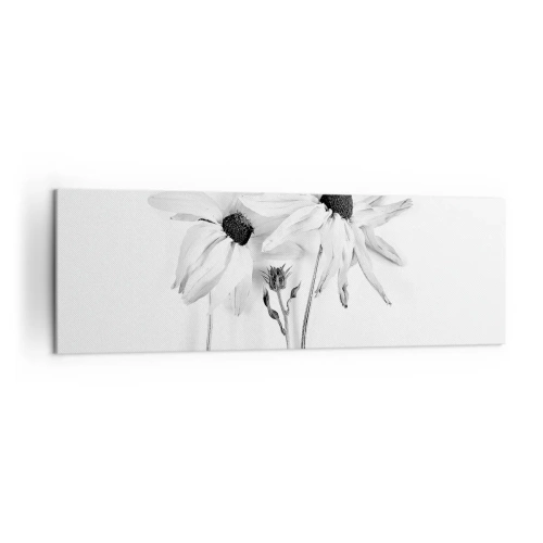 Obraz na płótnie - Czarno-białe kwiaty o subtelnej kompozycji - 160x50cm - Nikt nie chce być sam - Nowoczesna dekoracja ścienna do salonu i sypialni ARTTOR