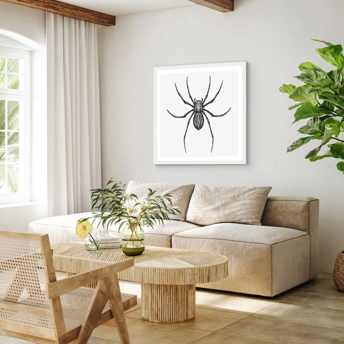 Plakat w białej ramie - Niepokojąca precyzja - 40x40 cm