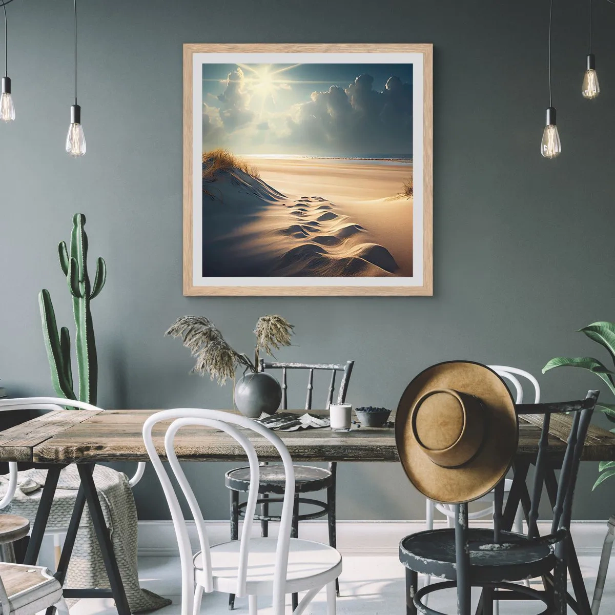 Plakat w ramie jasny dąb - Kojący pejzaż - 50x50 cm