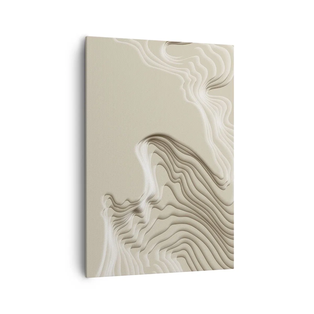 Obraz na płótnie - Abstrakcyjny wzór w odcieniach beżu z liniowym efektem - 70x100cm - Topografia sztuki - Nowoczesna dekoracja ścienna do salonu i sypialni ARTTOR