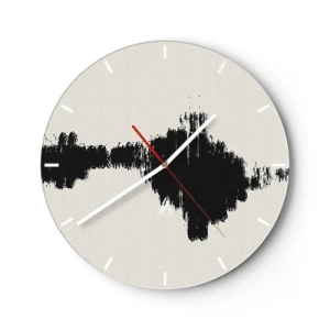 Zegar ścienny - Czarne pociągnięcie pędzla na jasnym tle w stylu abstrakcji - 30x30cm - Drgania wyobraźni - Nowoczesna dekoracja ścienna do salonu, kuchni i sypialni ARTTOR