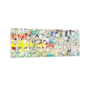 Obraz na szkle - Abstrakcyjne graffiti z kolorowymi napisami i wzorami - 140x50cm - Po prostu cieszy oczy - Nowoczesna dekoracja ścienna do salonu i sypialni ARTTOR