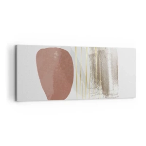 Obraz na płótnie - Abstrakcyjna kompozycja w beżowych i złotych odcieniach - 120x50cm - Abstrakcyjna kolumnada - Nowoczesna dekoracja ścienna do salonu i sypialni ARTTOR