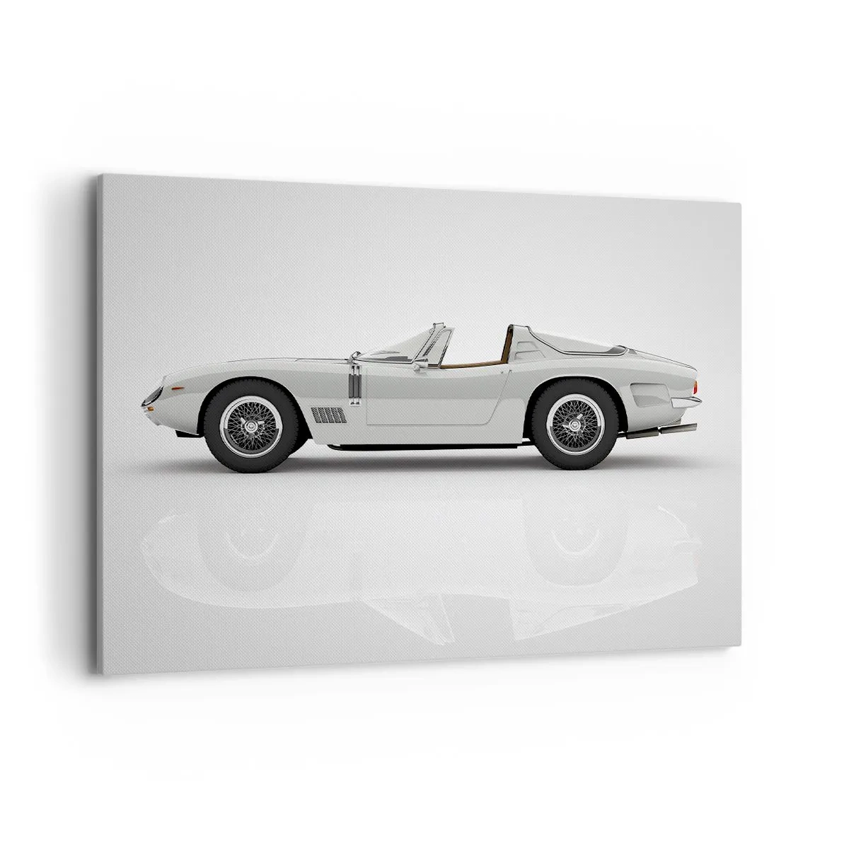 Obraz na płótnie - Klasyczny biały kabriolet na jasnym tle - 100x70cm - Obietnica zabawy - Nowoczesna dekoracja ścienna do salonu, kuchni i sypialni ARTTOR