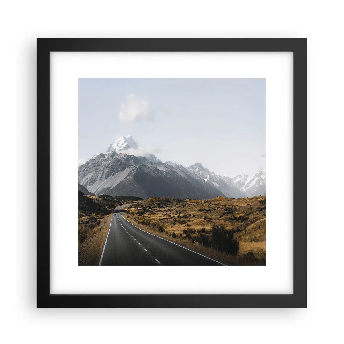 Plakat w czarnej ramie - Droga do serca gór - 30x30 cm