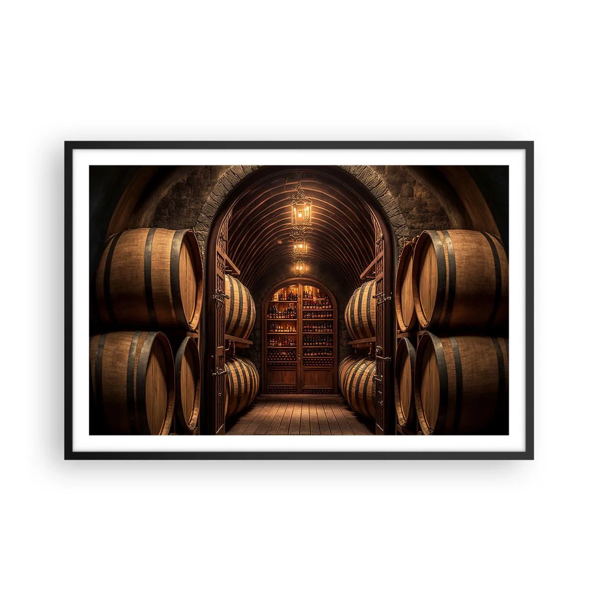 Plakat w czarnej ramie - Klimatyczna piwnica - 91x61 cm