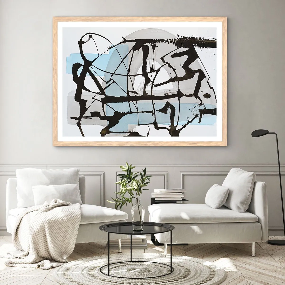 Plakat w ramie jasny dąb - Mimo wszystko błękitny - 50x40 cm