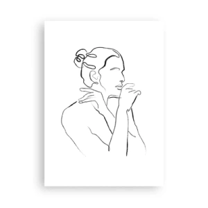 Plakat - Minimalistyczna linia kobiecej sylwetki na białym tle - 50x70cm - Akt: zmysłowe misterium - Nowoczesna dekoracja ścienna do salonu, kuchni i sypialni ARTTOR