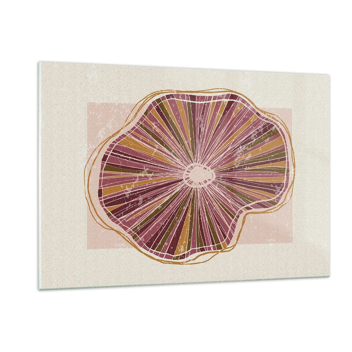 Obraz na szkle - Promienista forma organiczna w odcieniach różu i brązu - 120x80cm - Abstrakcja promienista - Nowoczesna dekoracja ścienna do salonu, kuchni i sypialni ARTTOR
