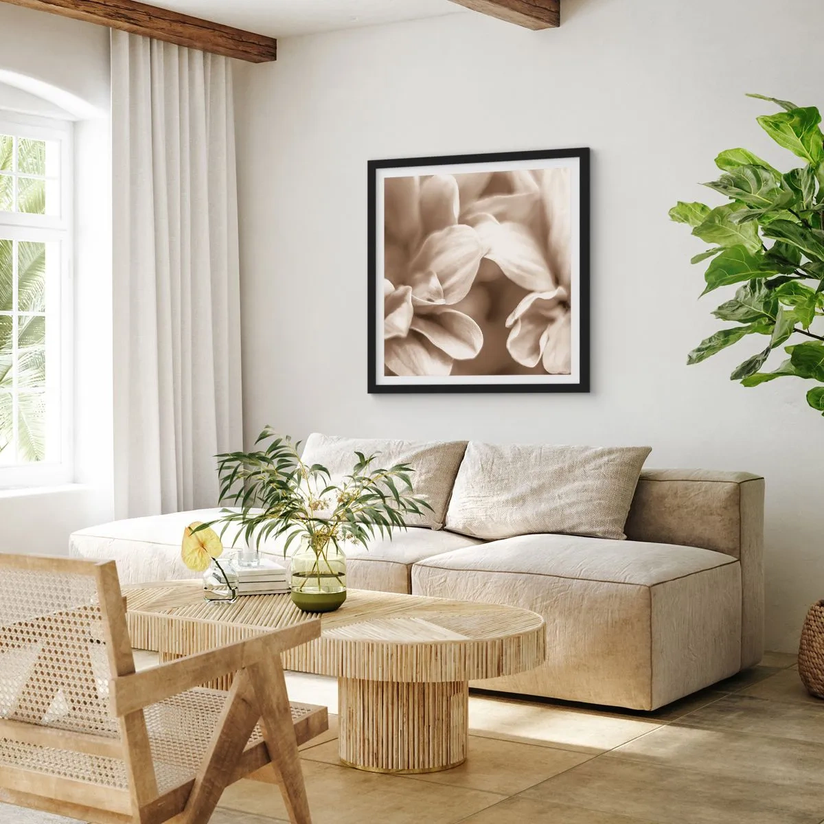 Plakat w czarnej ramie - Łagodne jak uśmiech - 40x40 cm