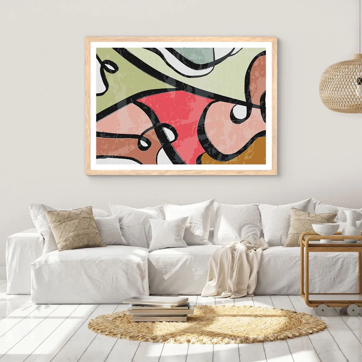 Plakat w ramie jasny dąb - Piruety wśród barw - 100x70 cm