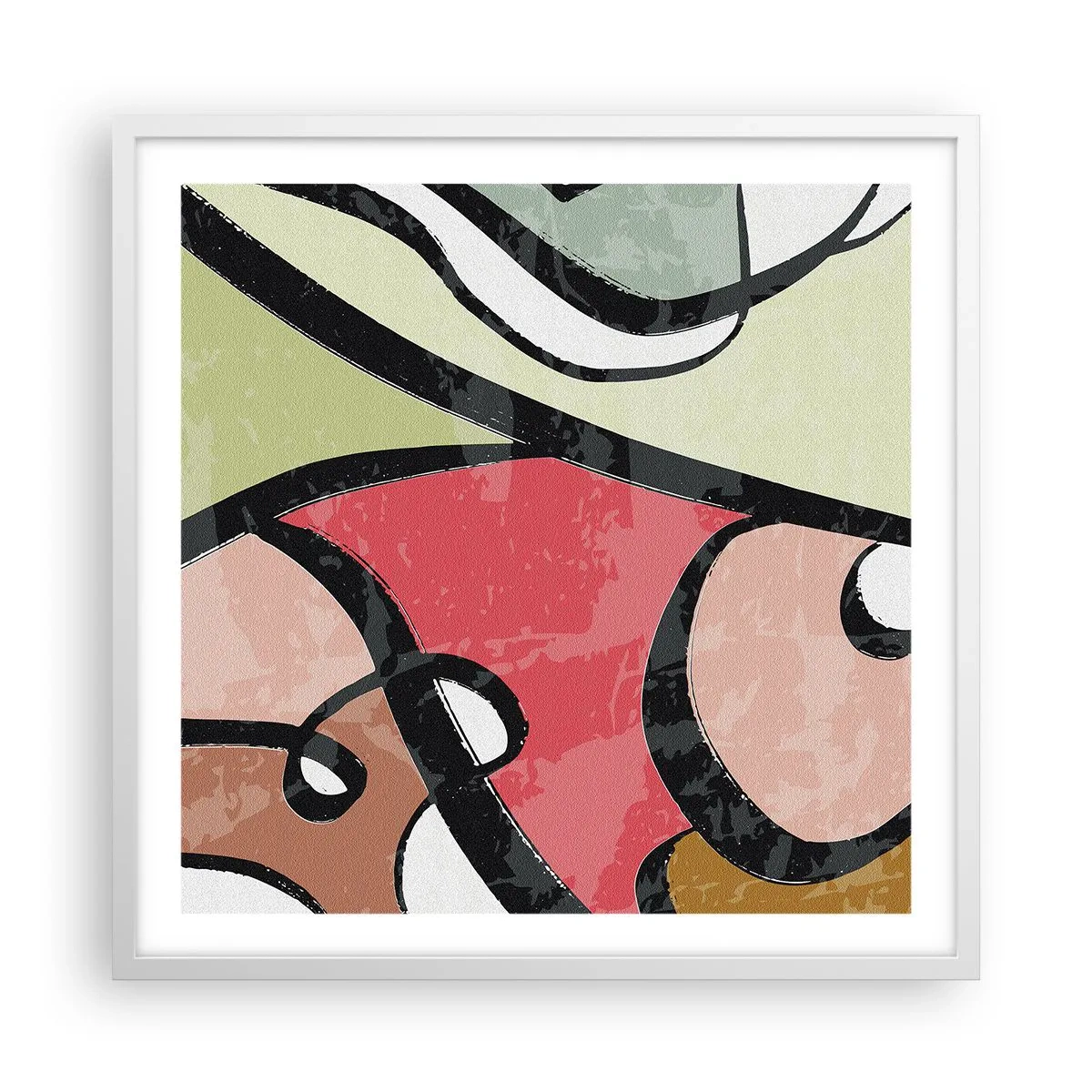 Plakat w białej ramie - Piruety wśród barw - 60x60 cm