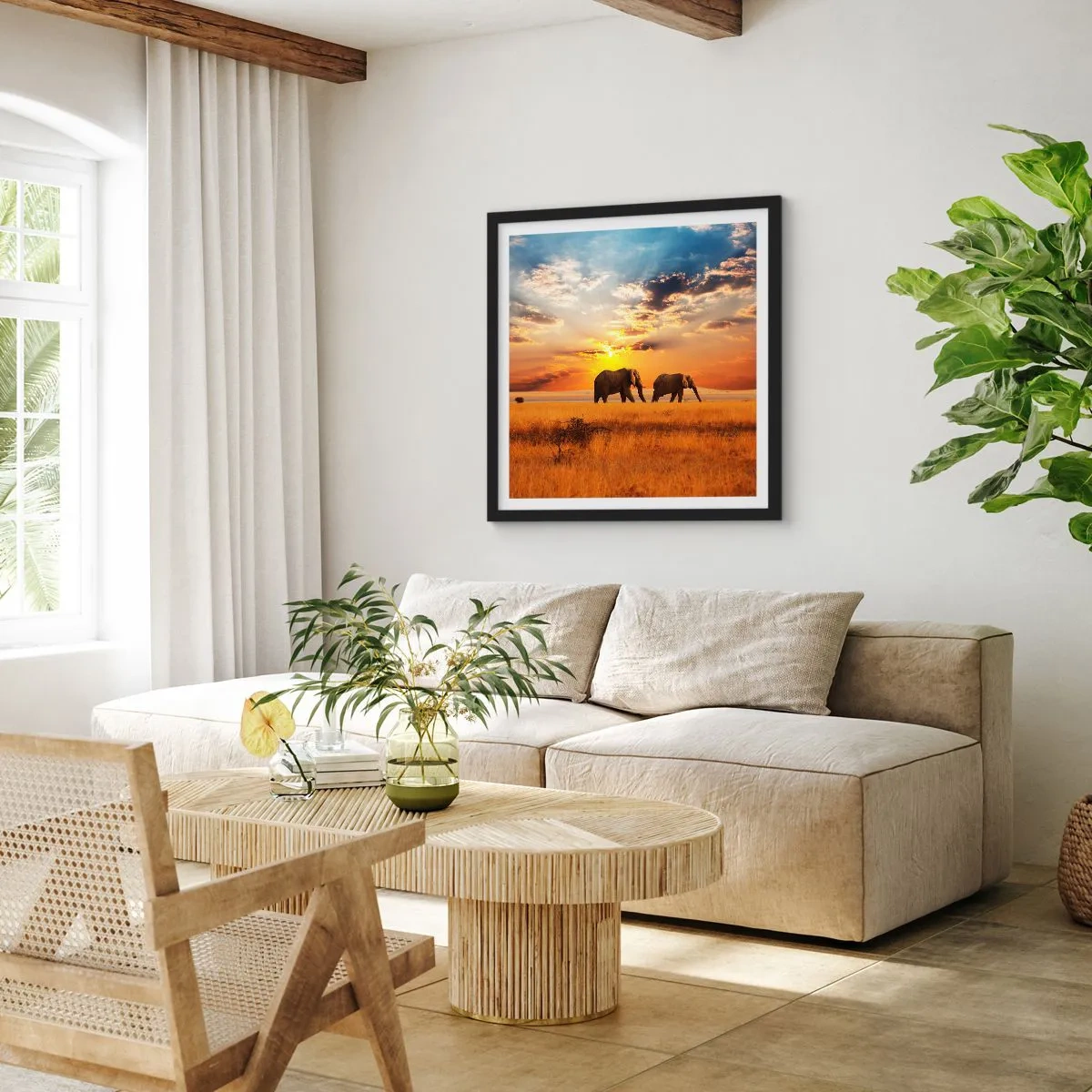 Plakat w czarnej ramie - Rodzinna przechadzka - 60x60 cm