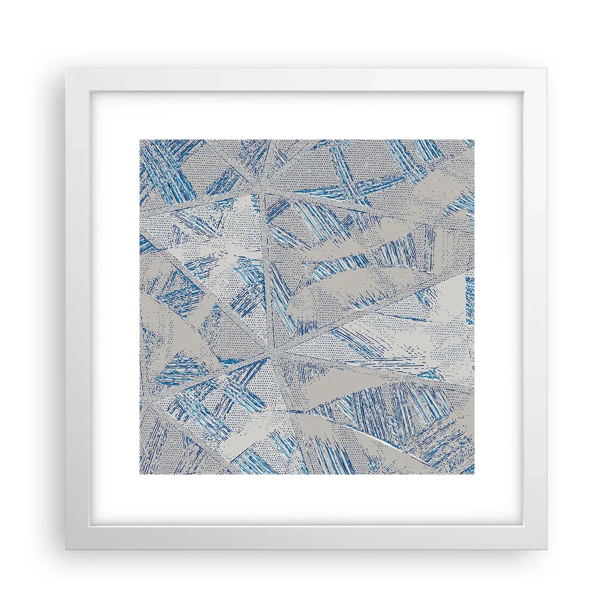 Plakat w białej ramie - W szaroniebieskim labiryncie - 30x30 cm
