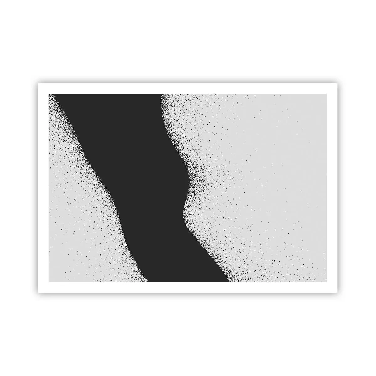 Plakat - Abstrakcyjny czarno-biały wzór z delikatnymi kropkami na płótnie - 100x70cm - Płynna równowaga - Nowoczesna dekoracja ścienna do salonu i sypialni ARTTOR