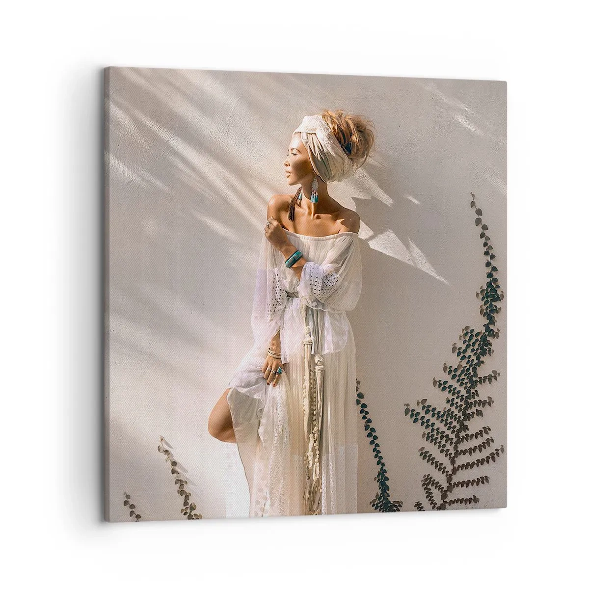 Obraz na płótnie - Słońce i dziewczyna - 50x50 cm