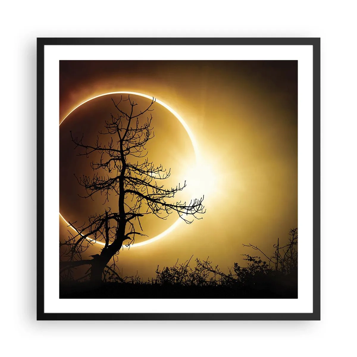 Plakat w czarnej ramie - Całkowite zaćmienie - 60x60 cm