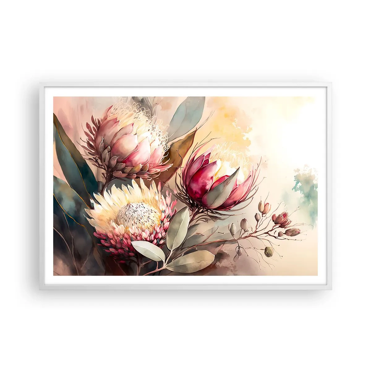 Plakat w białej ramie - Z profilu i en face - 100x70 cm