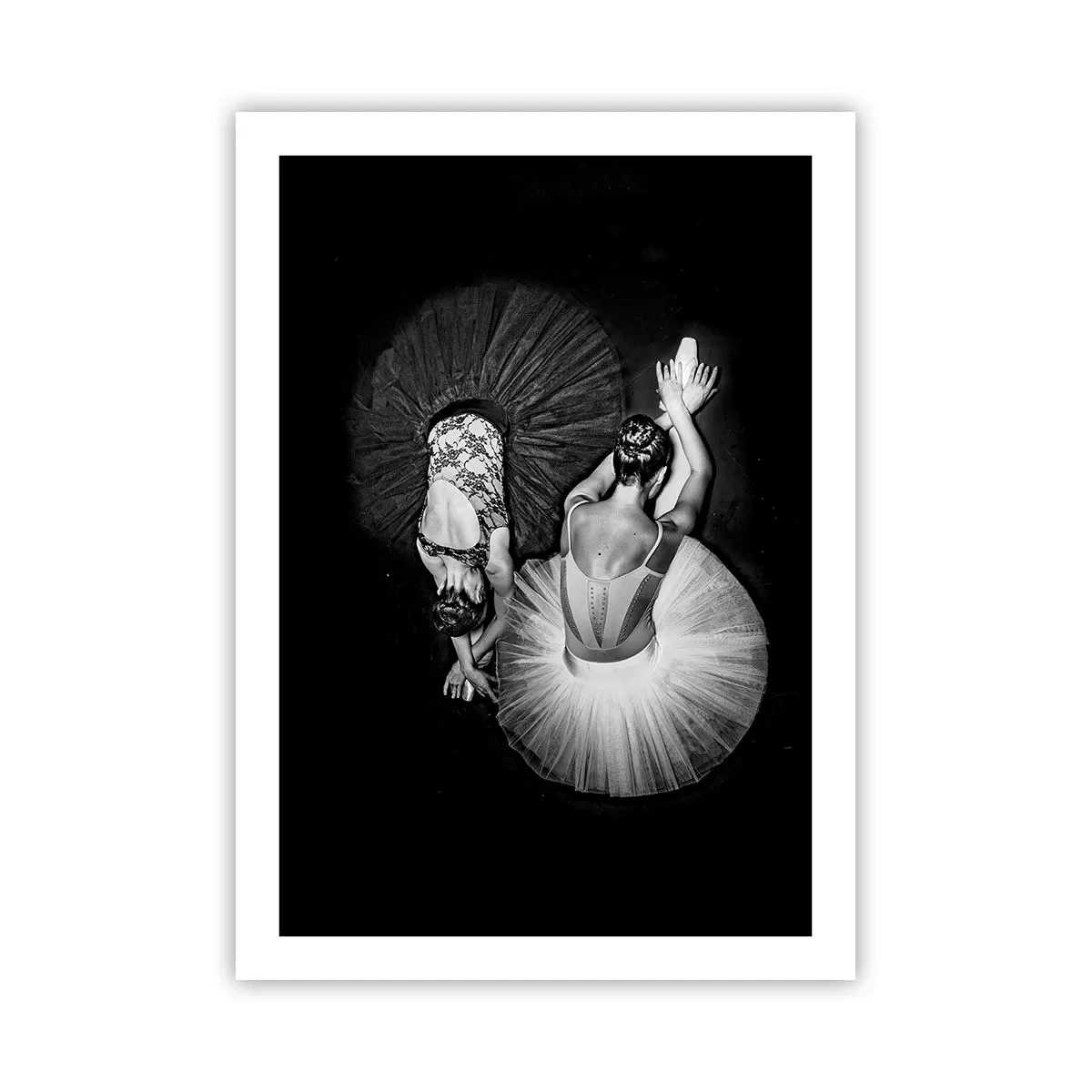 Plakat - Baletnice w czarno-białym ujęciu widziane z góry - 50x70cm - Jin i jang – idealna równowaga - Nowoczesna dekoracja ścienna do salonu, kuchni i sypialni ARTTOR