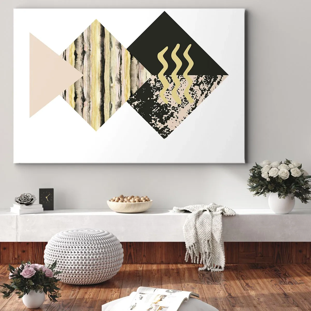 Obraz na płótnie - Geometryczne kształty z abstrakcyjnymi wzorami - 70x50cm - Nie takie proste - Nowoczesna dekoracja ścienna do salonu i sypialni ARTTOR