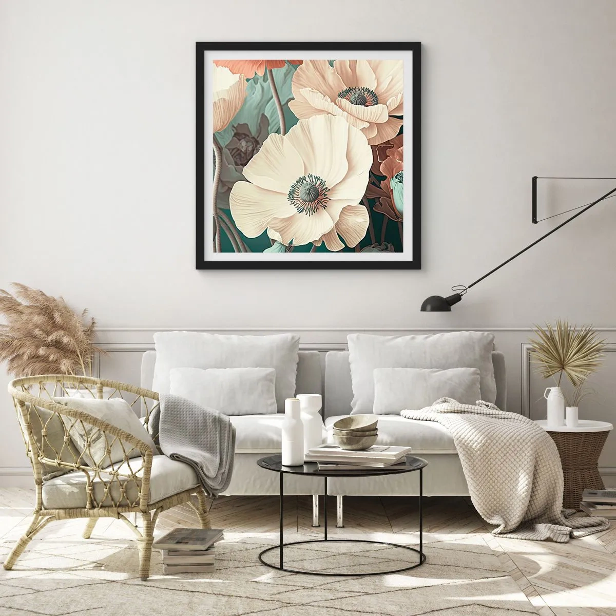 Plakat w czarnej ramie - Szept maków - 30x30 cm