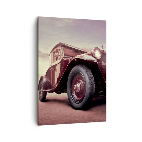 Obraz na płótnie - Stylowy samochód retro na tle nieba - 50x70cm - Powrócmy jak za dawnych lat… - Nowoczesna dekoracja ścienna do salonu, kuchni i sypialni ARTTOR