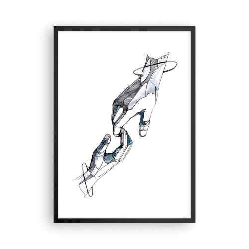 Plakat w czarnej ramie - Abstrakcyjne ręce w artystycznej kompozycji linii i kolorów - 50x70cm - Dobry gest - Nowoczesna dekoracja ścienna do salonu i sypialni ARTTOR