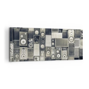 Obraz na płótnie - Kolekcja głośników w stylu retro - 120x50cm - I wszystko gra - Nowoczesna dekoracja ścienna do salonu i sypialni ARTTOR
