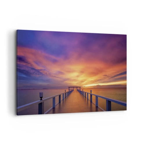 Obraz na płótnie - Pomost prowadzący w morze podczas zachodu słońca - 100x70cm - Bez końca - Nowoczesna dekoracja ścienna do salonu, kuchni i sypialni ARTTOR