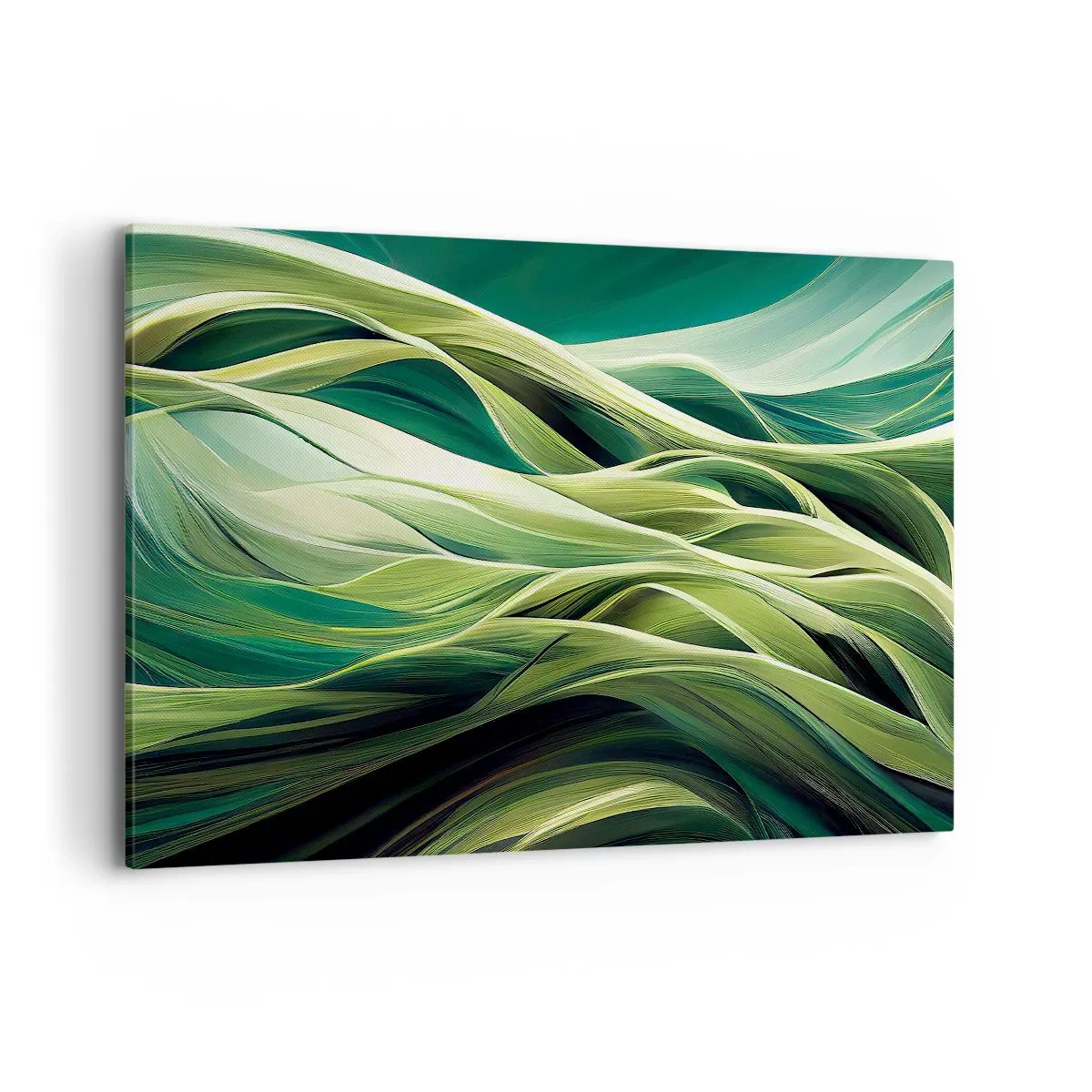 Obraz na płótnie - Dynamiczne linie w odcieniach zieleni - 100x70cm - Abstrakcyjna gra w zielone - Nowoczesna dekoracja ścienna do salonu, kuchni i sypialni ARTTOR