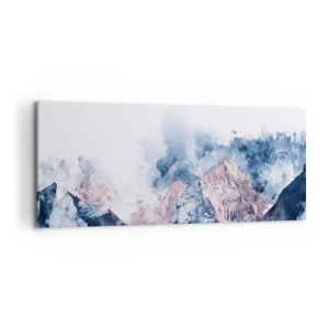 Obraz na płótnie - Akwarelowe góry w pastelowych odcieniach na białym tle - 120x50cm - To są szczyty! - Nowoczesna dekoracja ścienna do salonu i sypialni ARTTOR