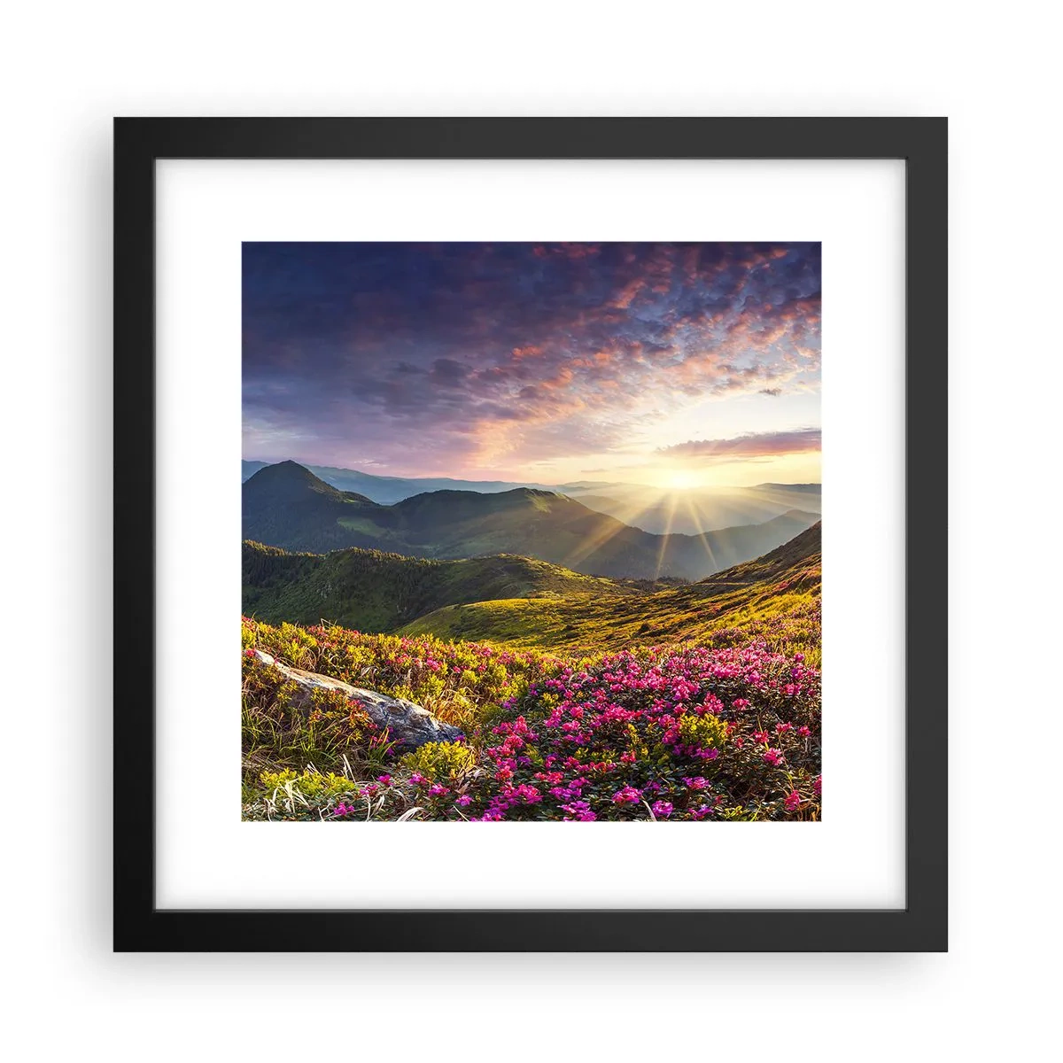 Plakat w czarnej ramie - Świeżość górskiego poranka - 30x30 cm
