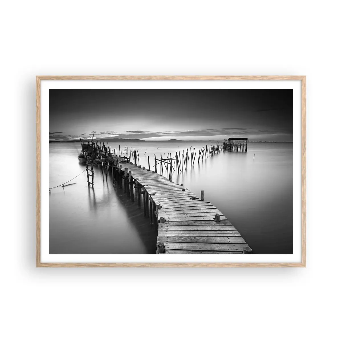 Plakat w ramie jasny dąb - Spokój zapomnianego brzegu - 100x70 cm