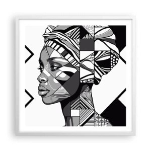 Plakat w białej ramie - Portret etniczny - 60x60 cm