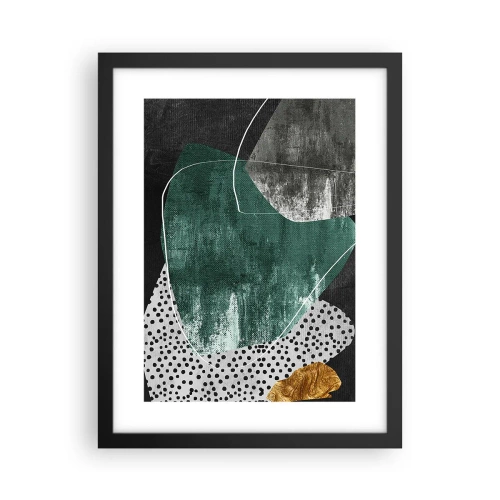Plakat w czarnej ramie - Barwna abstrakcja z płatkiem złota - 30x40 cm