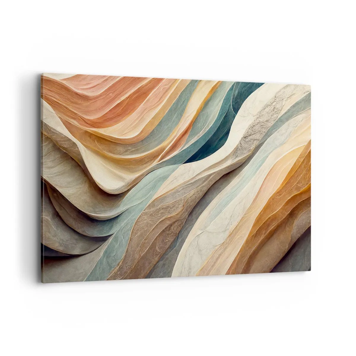 Obraz na płótnie - Abstrakcyjne fale w pastelowych odcieniach - 100x70cm - Chwila przed zmianą - Nowoczesna dekoracja ścienna do salonu, kuchni i sypialni ARTTOR