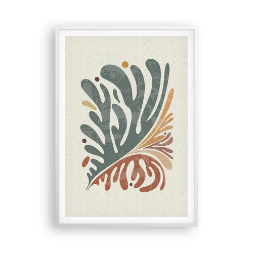 Plakat w białej ramie - Wielobarwny liść - 70x100 cm